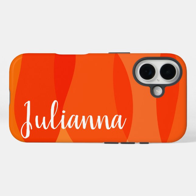 Personalized Name Vibrant Bright Red Orange Case-Mate iPhone Case (Back (Horizontal))