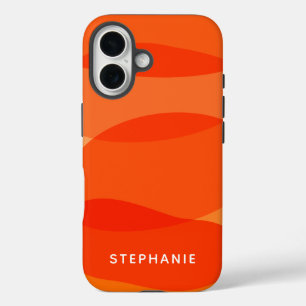 Personalized Name Vibrant Red Orange Abstract Bold iPhone 16 Case