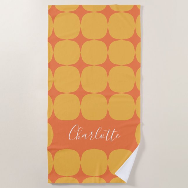 Personalized Name Vibrant Yellow Orange Favor Beach Towel (Front)
