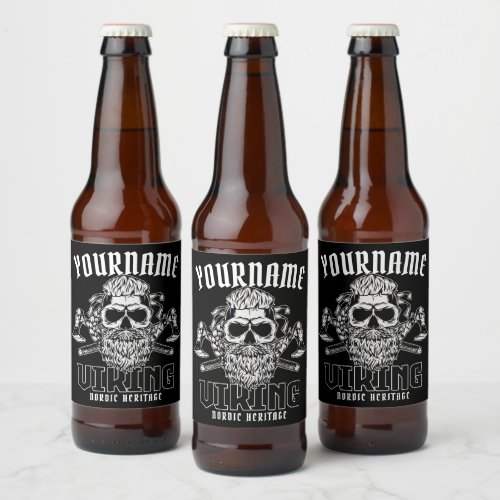 Personalized NAME Viking Nordic Warrior Heritage  Beer Bottle Label