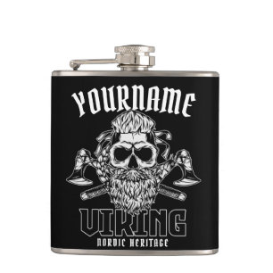 Personalized NAME Viking Nordic Warrior Heritage Flask