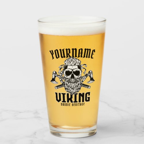 Personalized NAME Viking Nordic Warrior Heritage Glass