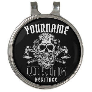 Personalized NAME Viking Nordic Warrior Heritage Golf Hat Clip