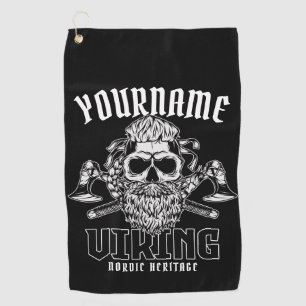 Personalized NAME Viking Nordic Warrior Heritage Golf Towel