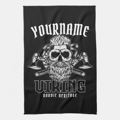 Personalized NAME Viking Nordic Warrior Heritage  Kitchen Towel