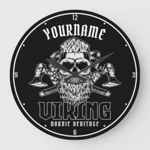 Personalized NAME Viking Nordic Warrior Heritage Large Clock
