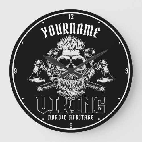Personalized NAME Viking Nordic Warrior Heritage  Large Clock