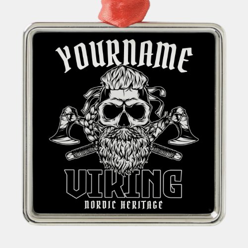 Personalized NAME Viking Nordic Warrior Heritage  Metal Ornament