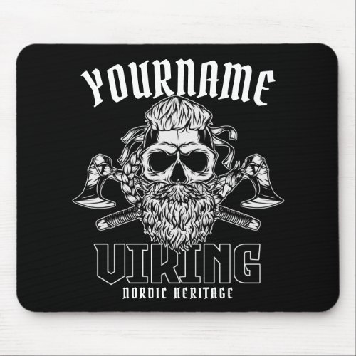 Personalized NAME Viking Nordic Warrior Heritage  Mouse Pad
