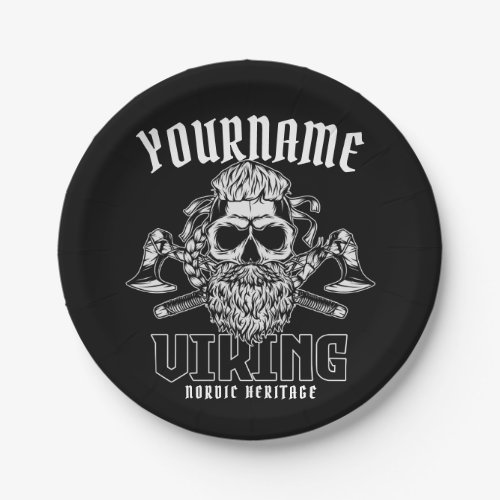 Personalized NAME Viking Nordic Warrior Heritage Paper Plates