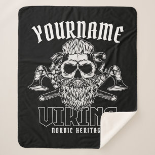 Personalized NAME Viking Nordic Warrior Heritage Sherpa Blanket
