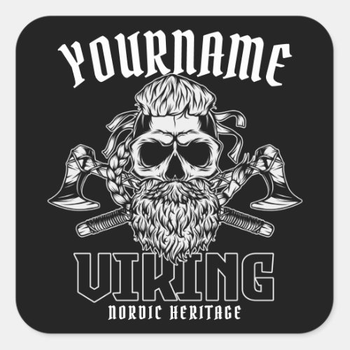 Personalized NAME Viking Nordic Warrior Heritage  Square Sticker