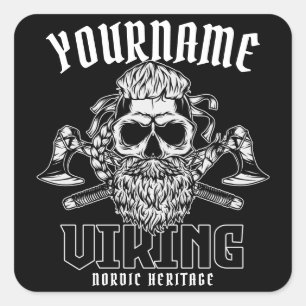 Personalized NAME Viking Nordic Warrior Heritage Square Sticker