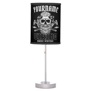 Personalized NAME Viking Nordic Warrior Heritage Table Lamp