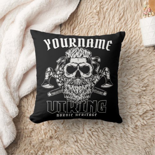 Personalized NAME Viking Nordic Warrior Heritage Throw Pillow