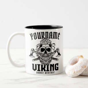 Personalized NAME Viking Nordic Warrior Heritage Two-Tone Coffee Mug