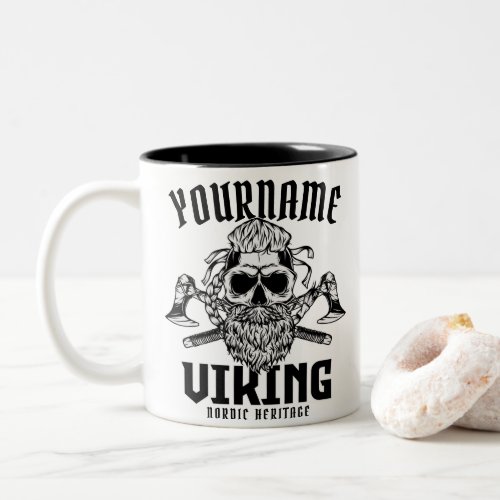 Personalized NAME Viking Nordic Warrior Heritage  Two_Tone Coffee Mug