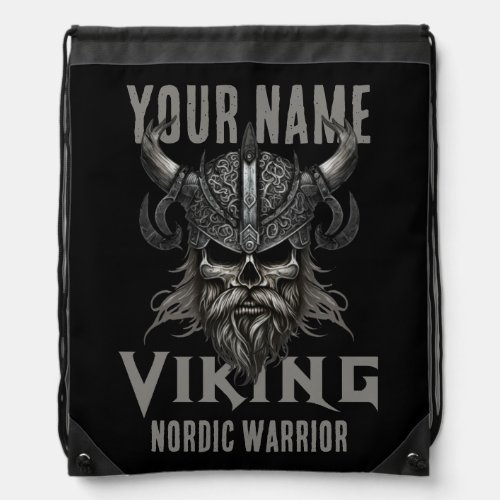 Personalized NAME Viking Warrior Heritage Drawstring Bag