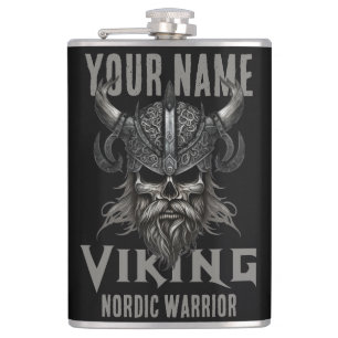 Personalized NAME Viking Warrior Heritage Flask
