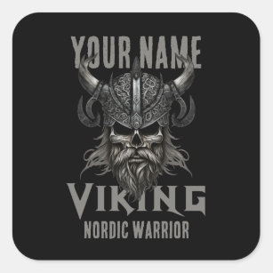 Personalized NAME Viking Warrior Heritage  Square Sticker