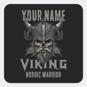 Personalized NAME Viking Warrior Heritage Square Sticker