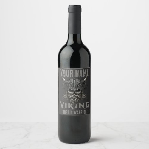 Personalized NAME Viking Warrior Heritage  Wine Label