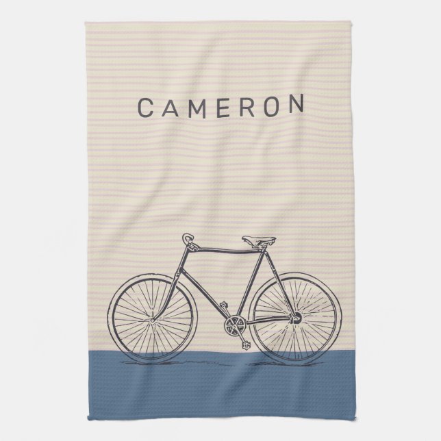 Personalized Name Vintage Bicycle Bike Stylish  Kitchen Towel (Vertical)
