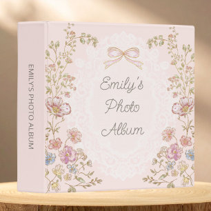 Personalized Name Vintage Floral Photo Album 3 Ring Binder