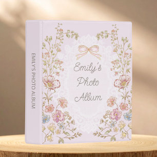 Personalized Name Vintage Floral Photo Album Mini Binder