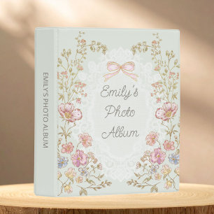 Personalized Name Vintage Floral Photo Album Mini Binder