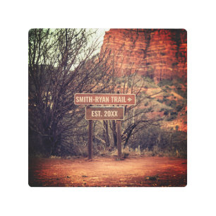 Personalized Name Vintage Hiking Trail Sedona Metal Print