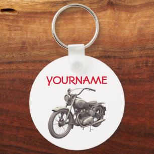Personalized NAME Vintage Motorcycle Keychain