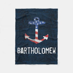 Personalized Name Vintage Patriotic USA Anchor Fleece Blanket