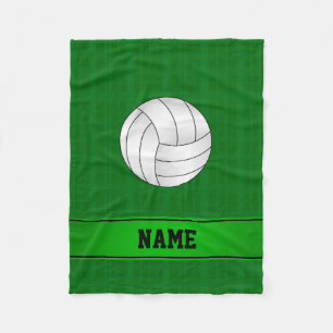 Personalized name volleyball green plaid fleece blanket