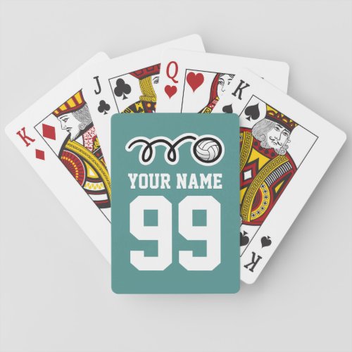 Personalized name volleyball jersey playing cards