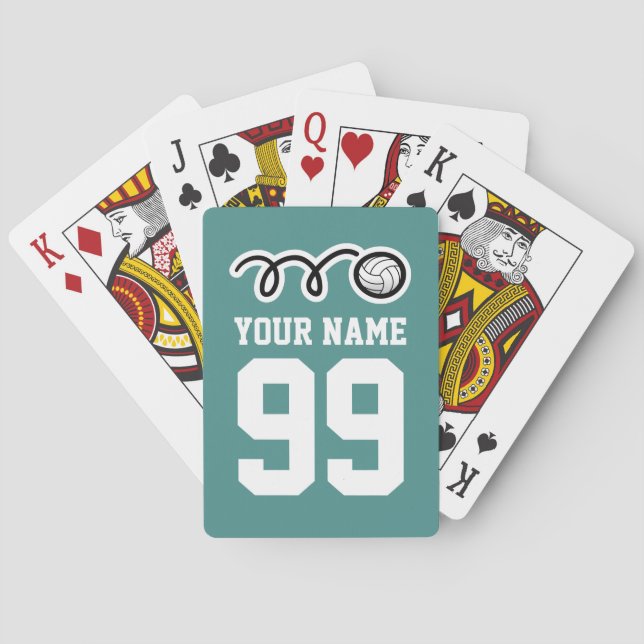Personalized name volleyball jersey playing cards (Back)