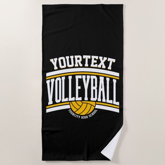 Personalized NAME Volleyball Player School Team  Beach Towel (Front)