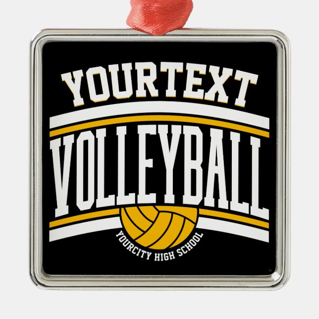 Personalized NAME Volleyball Player School Team Metal Ornament (Front)