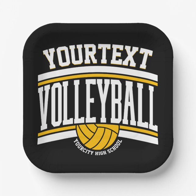 Personalized NAME Volleyball Player School Team Paper Plates (Front)