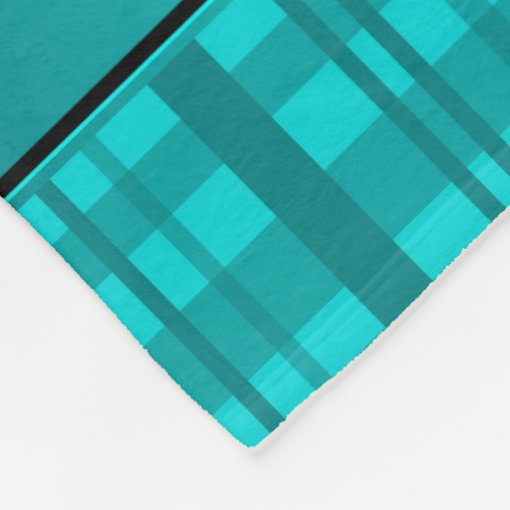 Personalized name volleyball turquoise plaid fleece blanket Zazzle