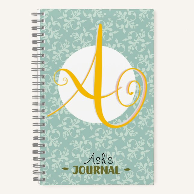Personalized Name w/ Initial & Victorian Filigree Notebook (Front)