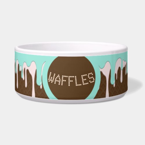 Personalized Name Waffle Cone Cat Bowl