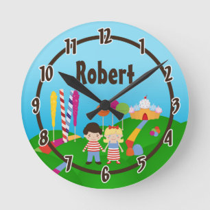 Personalized Name Wall Clock Candy Land Ice Cream