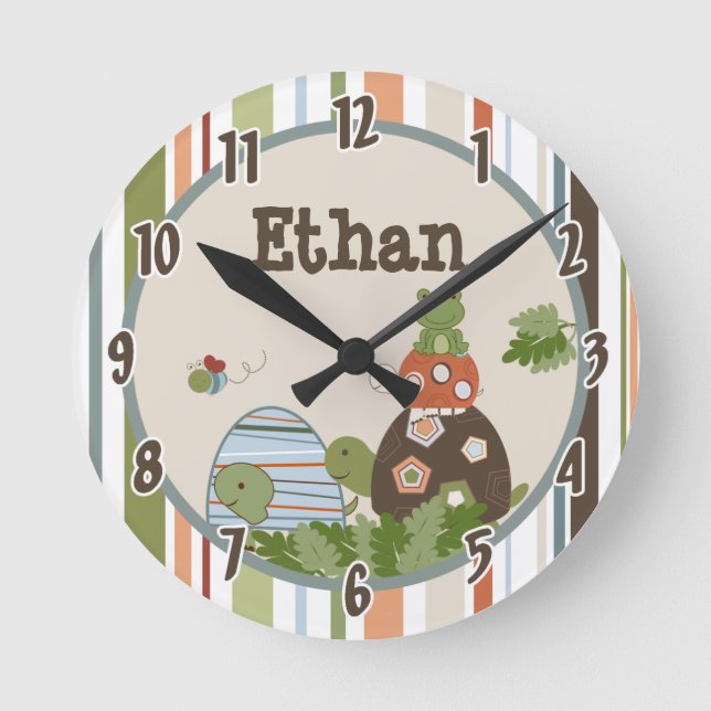 Personalized Name Wall Clock Laguna Beach Turtle (Front)