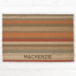 Personalized Name Warm Stripe Pattern Fiber Doormat
