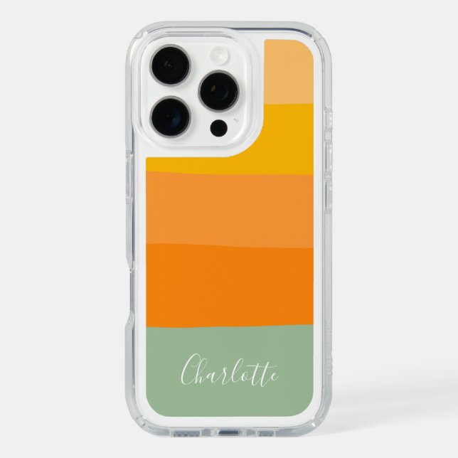 Personalized Name Warm Yellow Orange Striped Speck iPhone Case (Front)