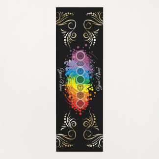 Personalized name watercolor Aligned Chakras Yoga Mat
