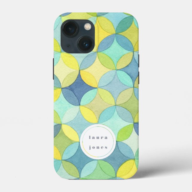 Personalized Name Watercolor Circles Pattern Case-Mate iPhone Case (Back)
