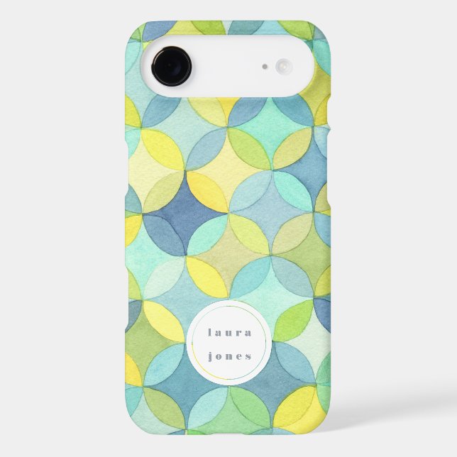 Personalized Name Watercolor Circles Pattern Iphone Case (Back)