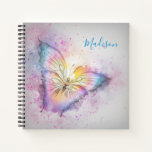 Personalized Name Watercolor Colorful Butterfly Notebook at Zazzle